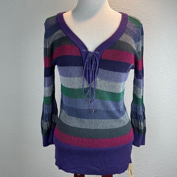 NWT DKNY Jeans Striped Top Size M - Picture 1 of 11